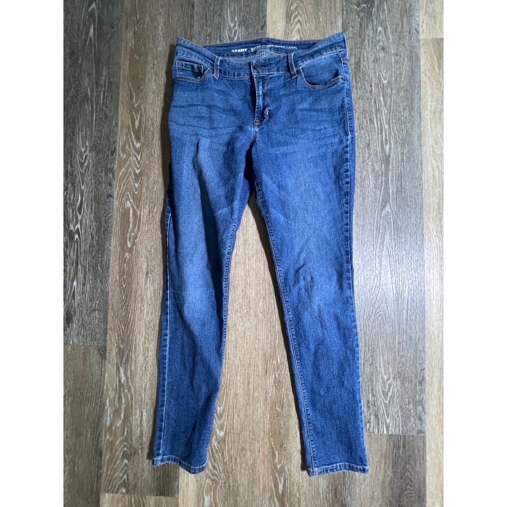 Old Navy Super Skinny Jeans Women 12 Regular Blue Mid-Rise Stretch Denim 2540